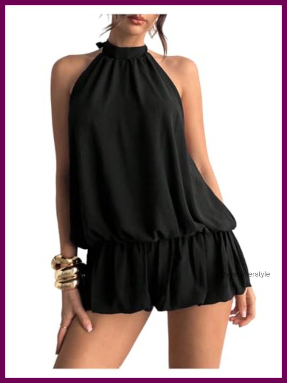 Floerns Women Backless Sleeveless Mesh Halter Mini Dress